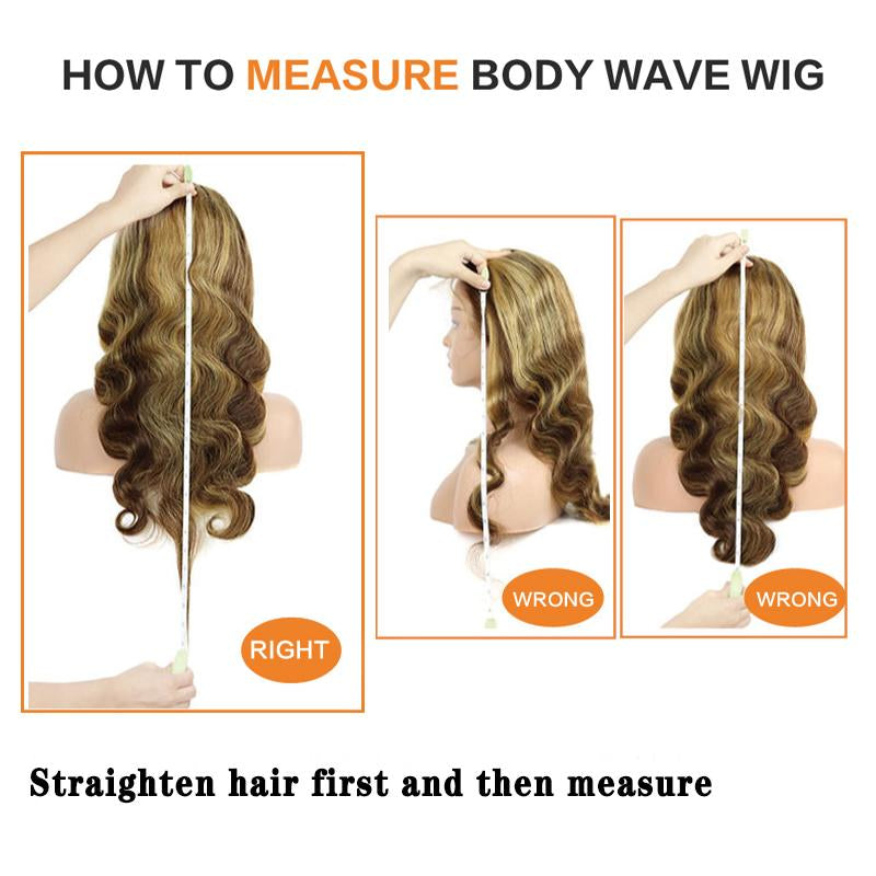 Anyweek 28 Inch Honey Blonde Wig Human Hair Highlight Ombre Drawstring 360 Body Wave Lace Front Wigs Human Hair Pre Plucked Glueless Wigs for Black Women Full Frontal Lace Wig 4/27 Colored