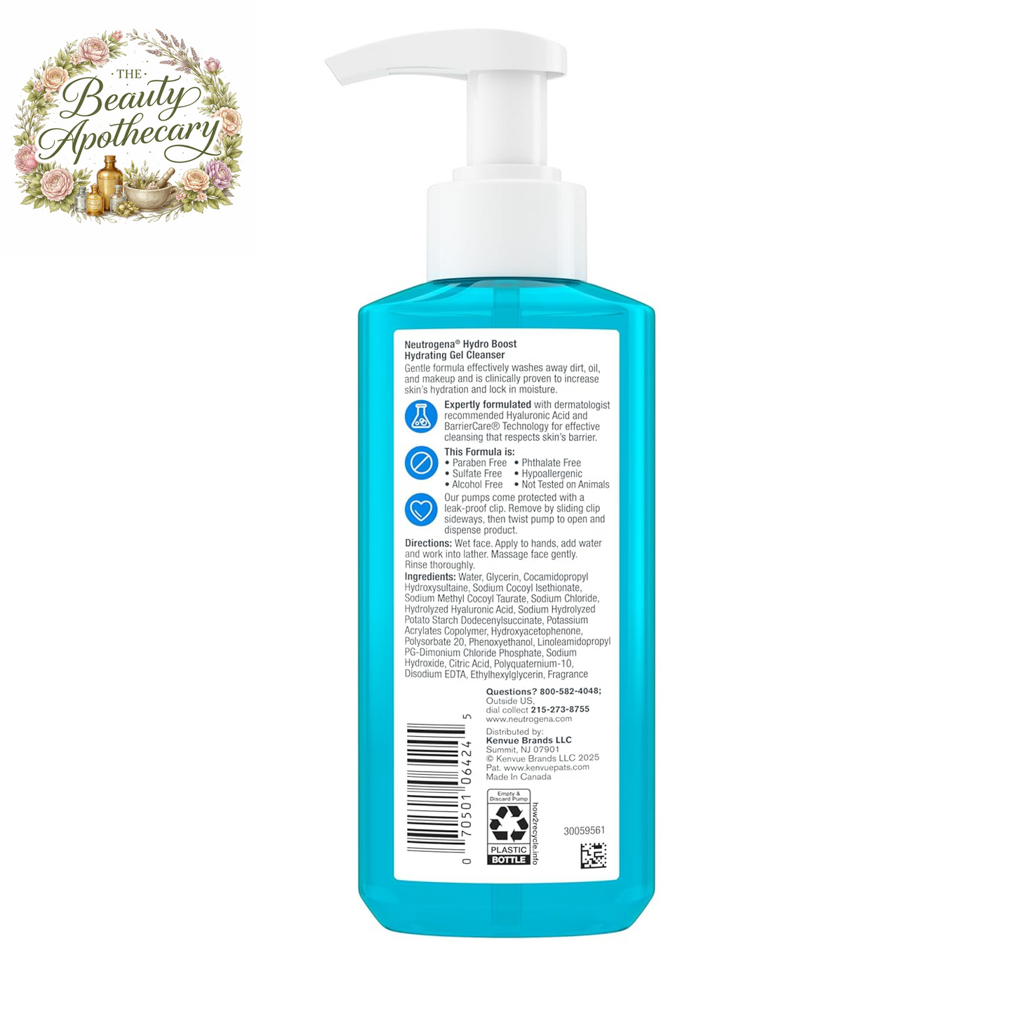 Hydro Boost Hydrating Face Wash & Makeup Remover, Gentle Facial Cleanser Gel with Hyaluronic Acid, Locks Moisture for Soft Supple Skin, Hypoallergenic, Oil-Free, Soap-Free, 7.8 Fl Oz