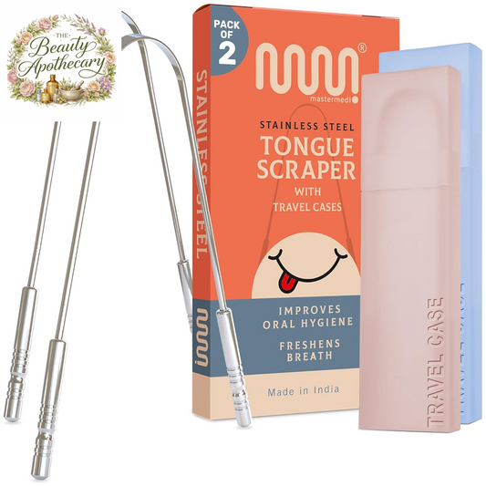 Tongue Scraper for Adults with Multicolor Travel Cases (2 Pack), 100% Stainless Steel, Reduce Bad Breath, Tongue Scrubber, Easy to Use, Tongue Cleaner for Oral Care & Hygiene